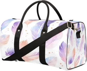 Duffel Bags Abstract Colorful Feather Large Tote Bag Feathers Overnight Travel Bags for Women Men Lightweight Duffel Bag Adjustable Strap Carry On Bag Waterproof Gym Travel Bag