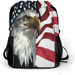 East Eagle on The American Flag Gym Bag Workout Gym Backpack with Shoe Compartment Sports Bags for Women Men