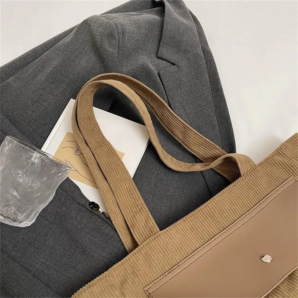 Elegant Corduroy Handbag Large Capacity Casual Underarm Purse Fashionable Shoulder Bag For Travel School Or Work