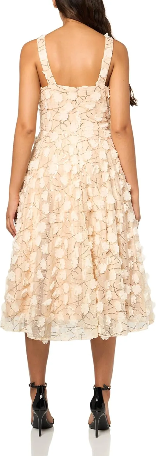 Eliza J Women's Sleeveless V-Neck Embellished A-line Midi Dress