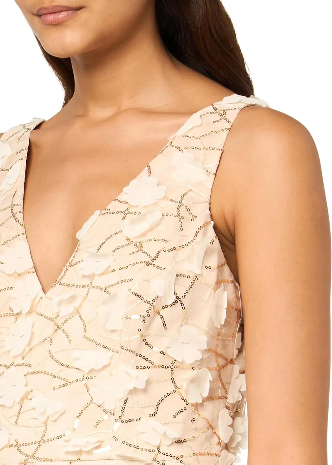 Eliza J Women's Sleeveless V-Neck Embellished A-line Midi Dress