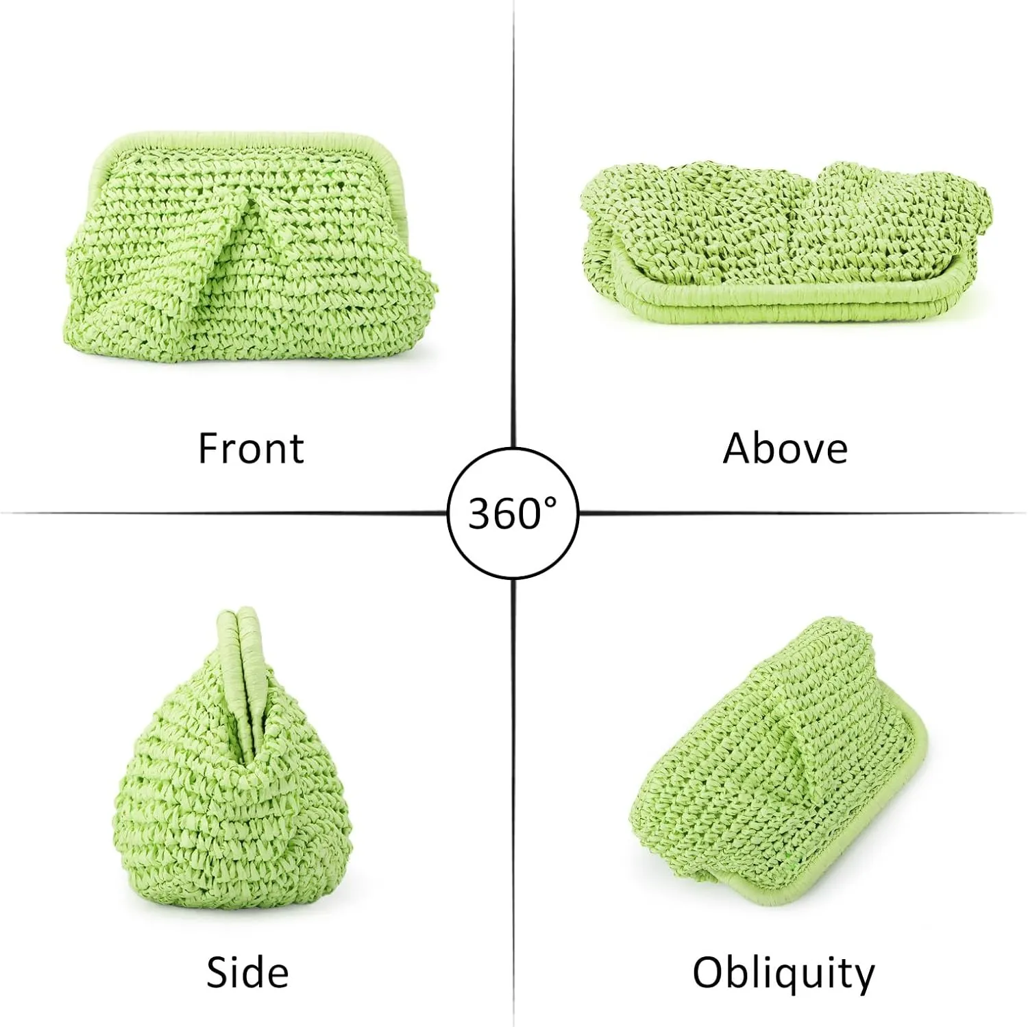 Emprier Straw Clutch Purse for Women Cloud Dumpling Pouch Straw Crossbody Shoulder Handbag Summer Beach Woven Bag