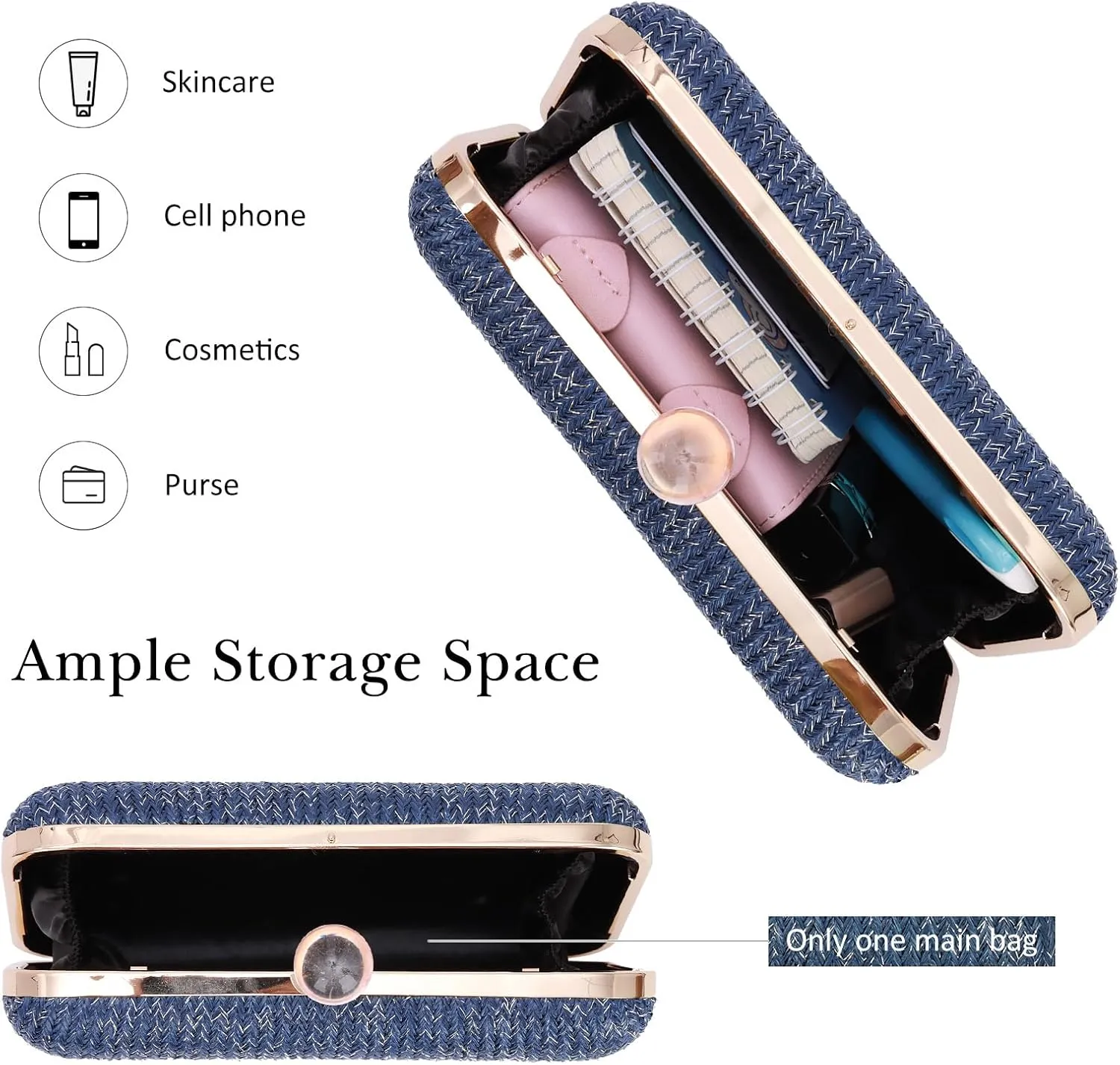 Emprier Straw Clutch Purse for Women Raffia Crossbody Handbags Summer Woven Purses Envelope Handbag