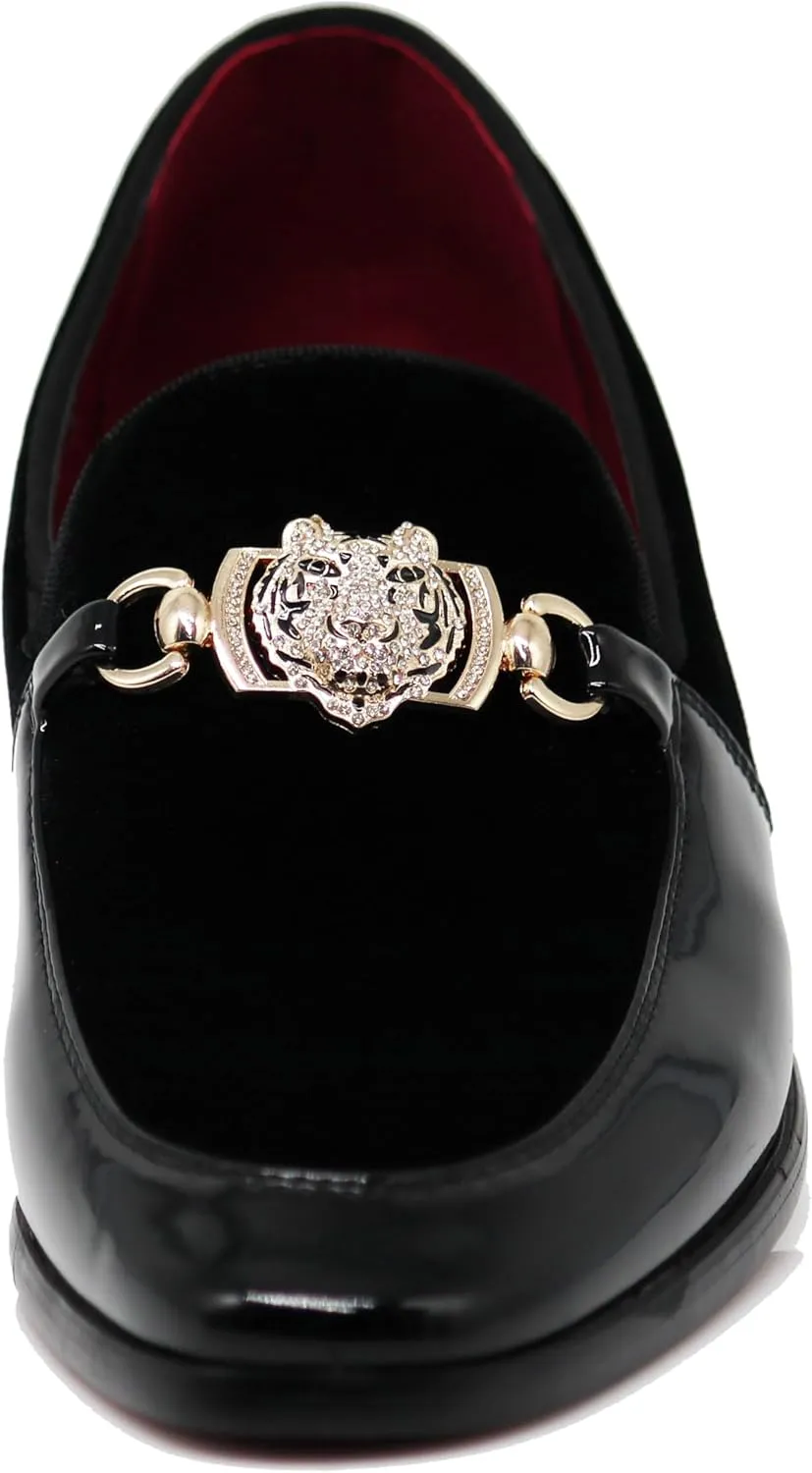 Enzo Romeo SPK65 Men's Fashion Rhinestone Glitter Buckle Slip On Dress Shoes