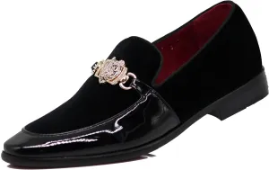 Enzo Romeo SPK65 Men's Fashion Rhinestone Glitter Buckle Slip On Dress Shoes
