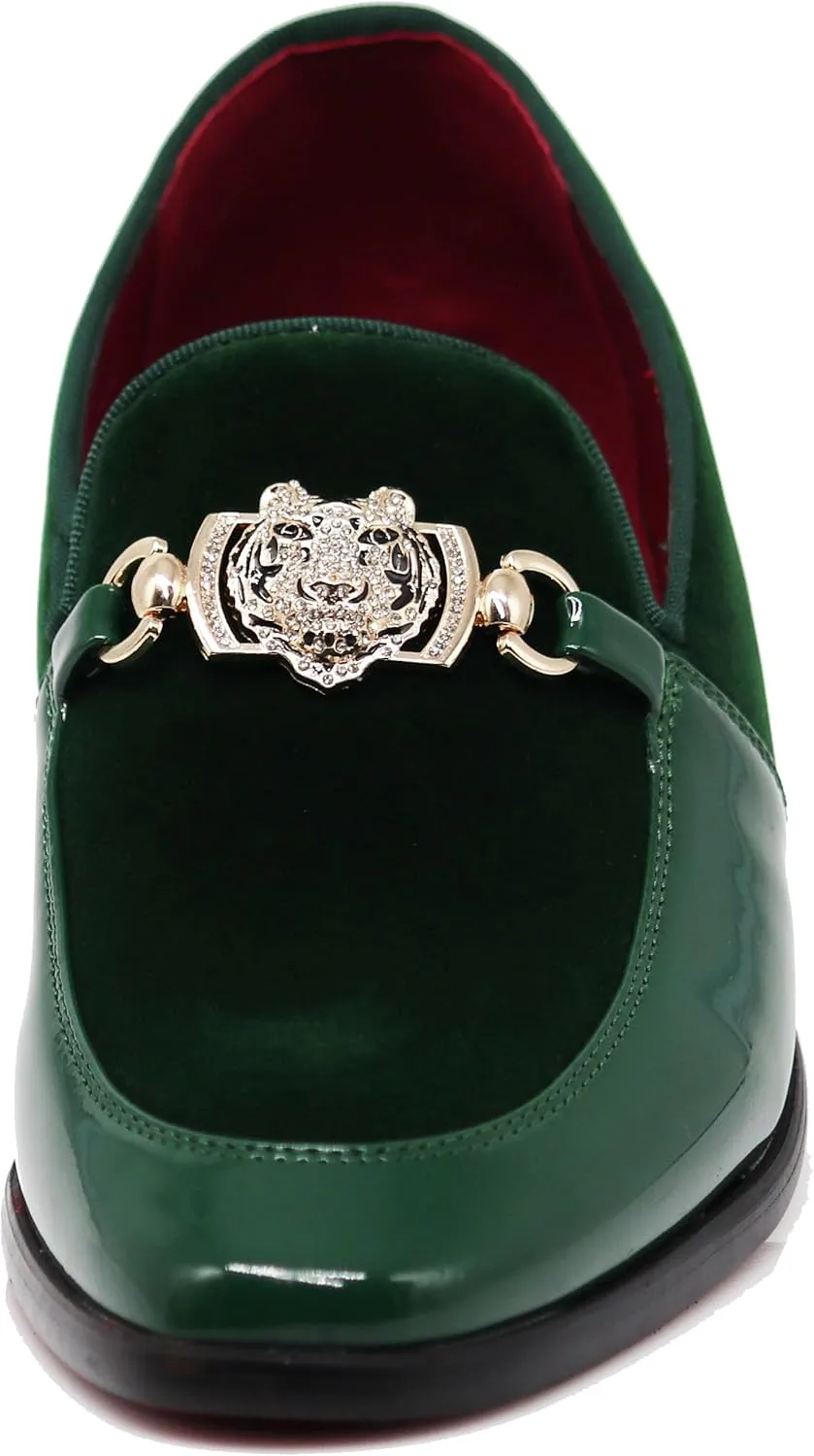 Enzo Romeo SPK65 Men's Fashion Rhinestone Glitter Buckle Slip On Dress Shoes