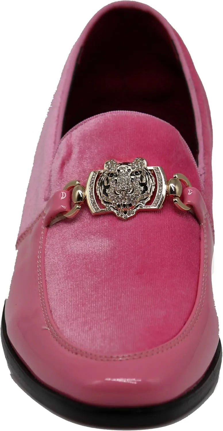 Enzo Romeo SPK65 Men's Fashion Rhinestone Glitter Buckle Slip On Dress Shoes