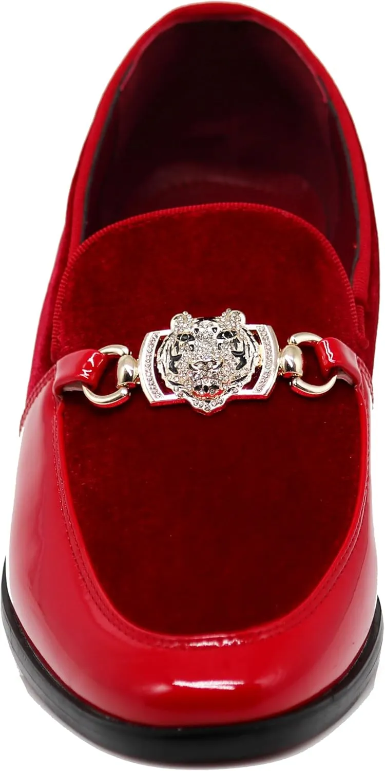 Enzo Romeo SPK65 Men's Fashion Rhinestone Glitter Buckle Slip On Dress Shoes