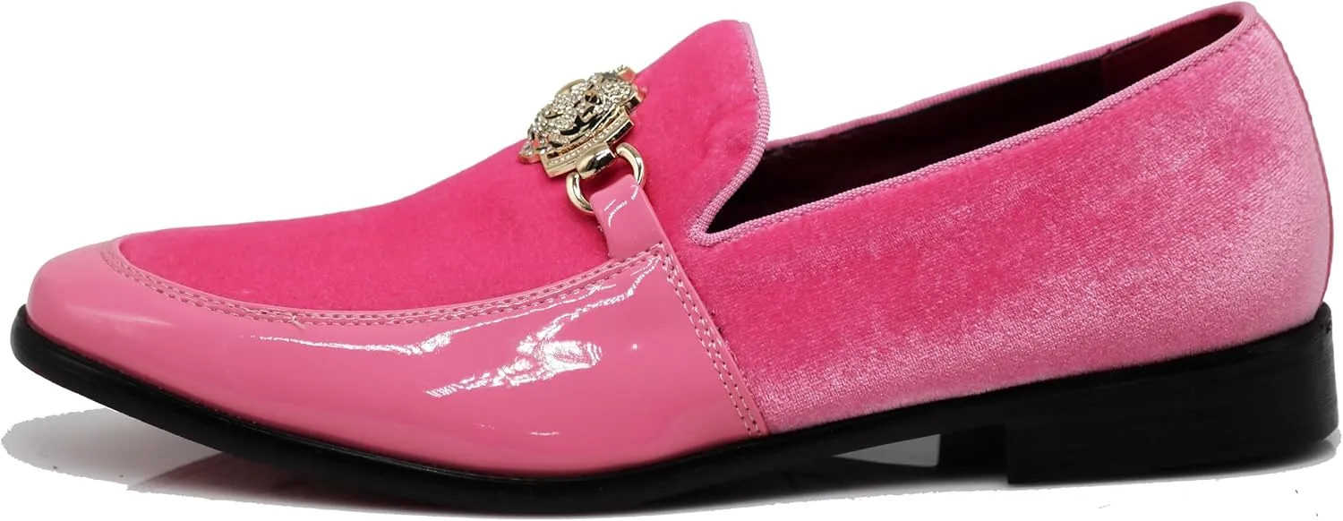 Enzo Romeo SPK65 Men's Fashion Rhinestone Glitter Buckle Slip On Dress Shoes