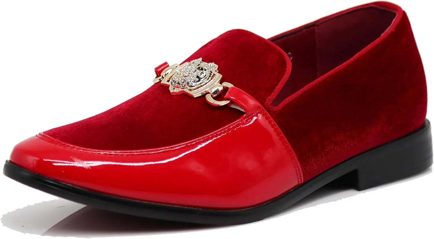 Enzo Romeo SPK65 Men's Fashion Rhinestone Glitter Buckle Slip On Dress Shoes