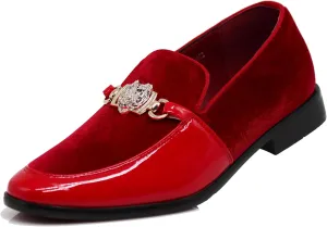 Enzo Romeo SPK65 Men's Fashion Rhinestone Glitter Buckle Slip On Dress Shoes