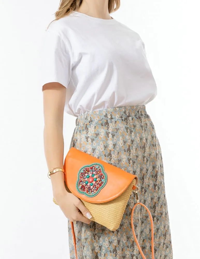 Epsion Crossbody Bag For Women Cute Purse Summer Straw Braided Shoulder Straps Woven Handbag Handmade Wallet Purse 2025