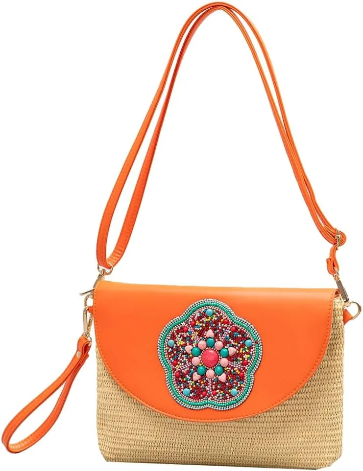 Epsion Crossbody Bag For Women Cute Purse Summer Straw Braided Shoulder Straps Woven Handbag Handmade Wallet Purse 2025