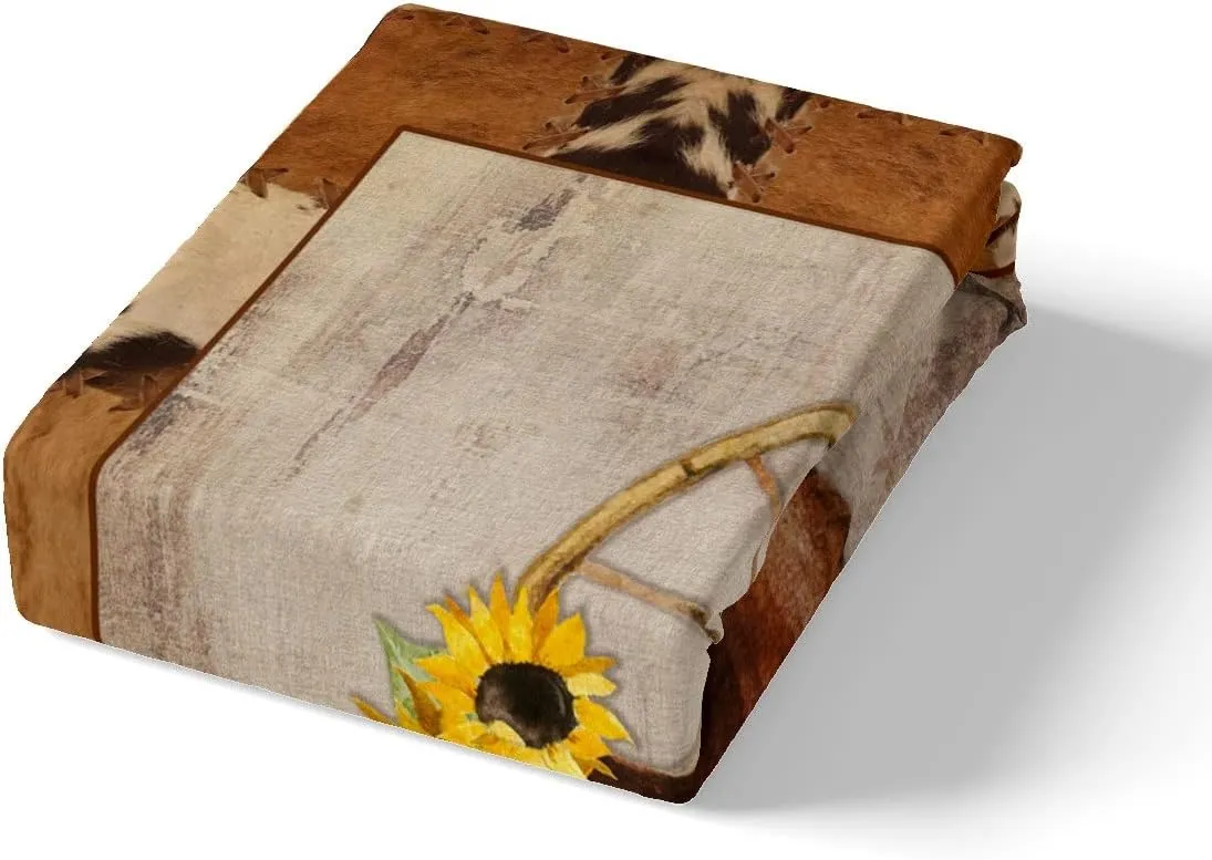 Erosebridal Cowboy Duvet Cover King Retro Cowboy Boot Bedding Set Sunflower Farmhouse Cowhide Vintage Comforter Cover Exotic Brown Western Cowgirls Quilt Cover for Men Women