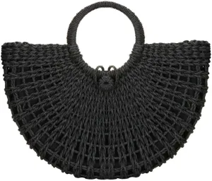 EROUGE Natural Chic Straw Bag Hand Woven Round Handle Handbags Retro Summer Beach Bag