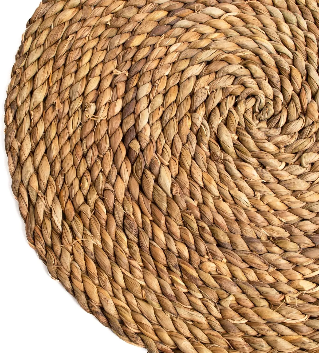 Essentials Boho Round Woven Placemats – Set of 6, Natural Wicker Cattail Placemats, Braided Heat Resistant Non-Slip Weave, Eco-Friendly Handmade by African Artisans (13" Round, Natural Cattail)