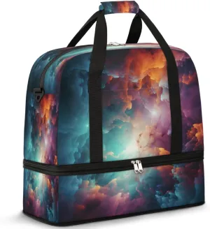 Ethereal Cosmic Clouds Travel Duffel Bag, Travel Essentials, Gym Bag for Women, Weekender Overnight Bag With Shoes Compartment, Carry On Bags for Airplanes