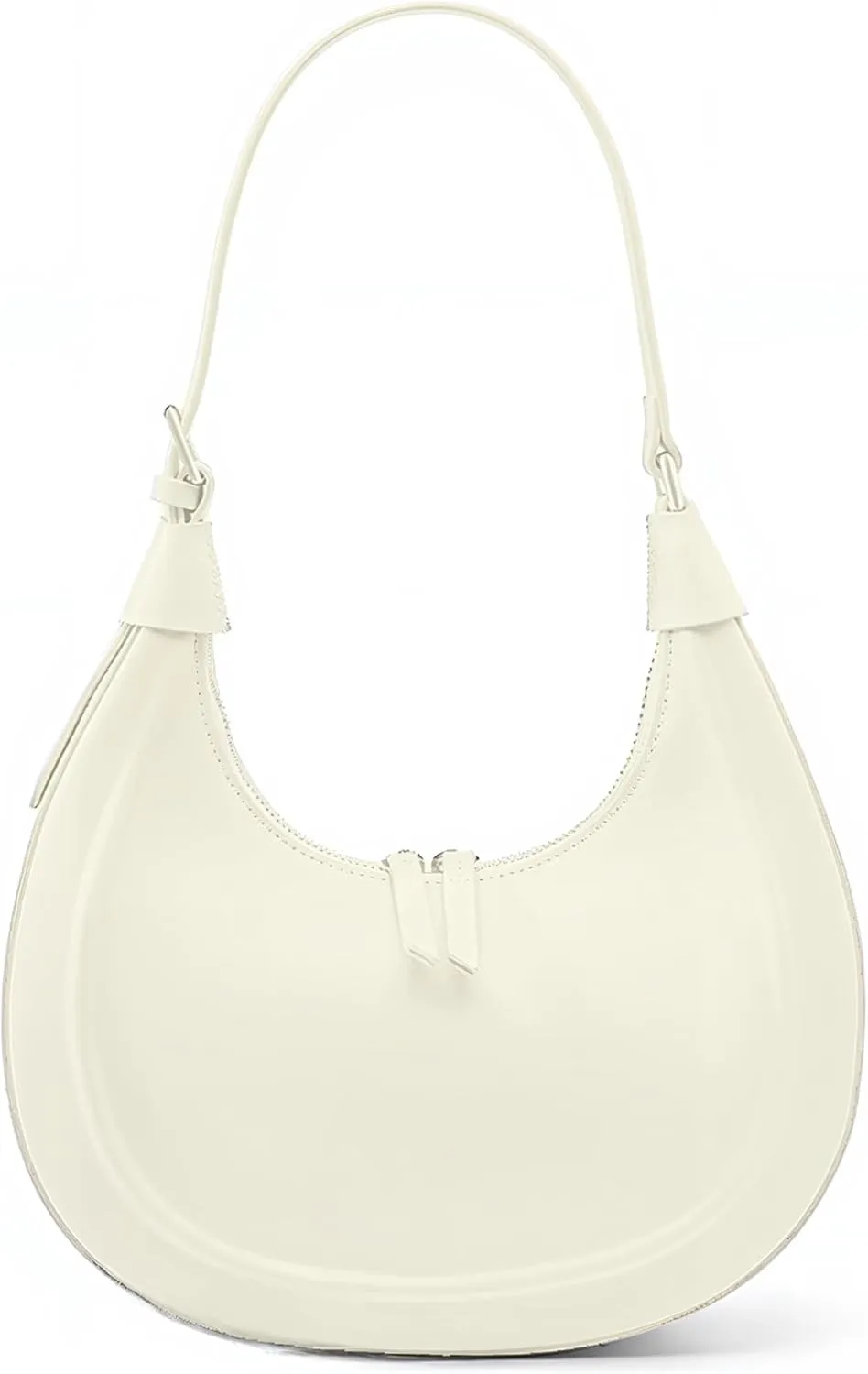 Ethereal Crescent Crossbody Bag for Women - Adjustable Shoulder Strap Retro Cow Leather Mini Purse, Y2K Creamy Beige Tote for Travel Going Out Dinner Party (Ivory White)