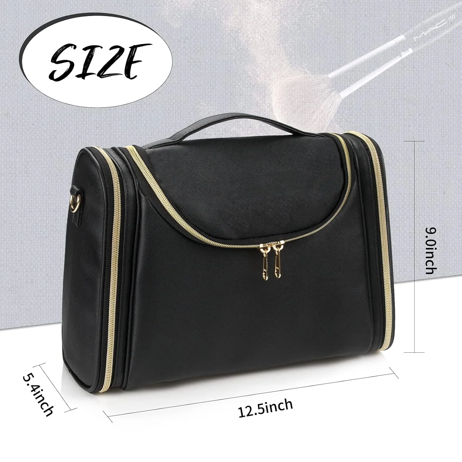 Ethereal Large Makeup Bag, Travel Makeup Bag Large Capacity Toiletry Bag with Shoulder Strap for Cosmetics Makeup Brushes Organizer