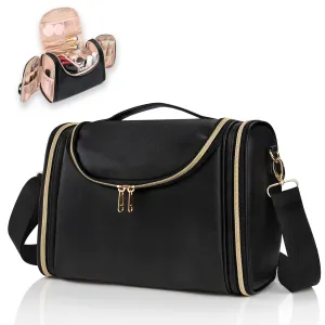 Ethereal Large Makeup Bag, Travel Makeup Bag Large Capacity Toiletry Bag with Shoulder Strap for Cosmetics Makeup Brushes Organizer