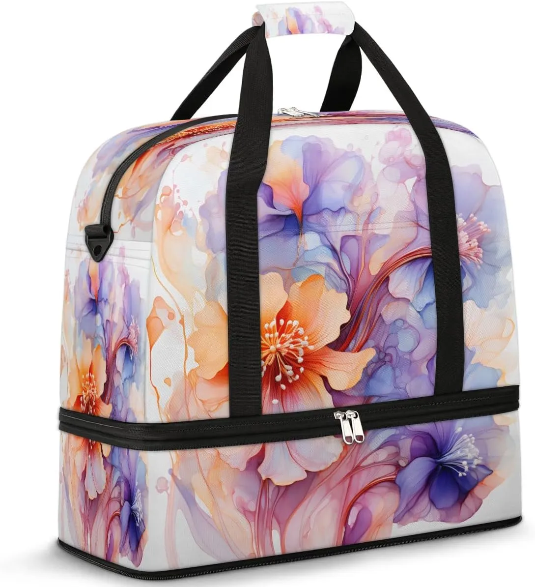 Ethereal Petal Grace Travel Duffel Bag, Travel Essentials, Gym Bag for Women, Weekender Overnight Bag With Shoes Compartment, Carry On Bags for Airplanes