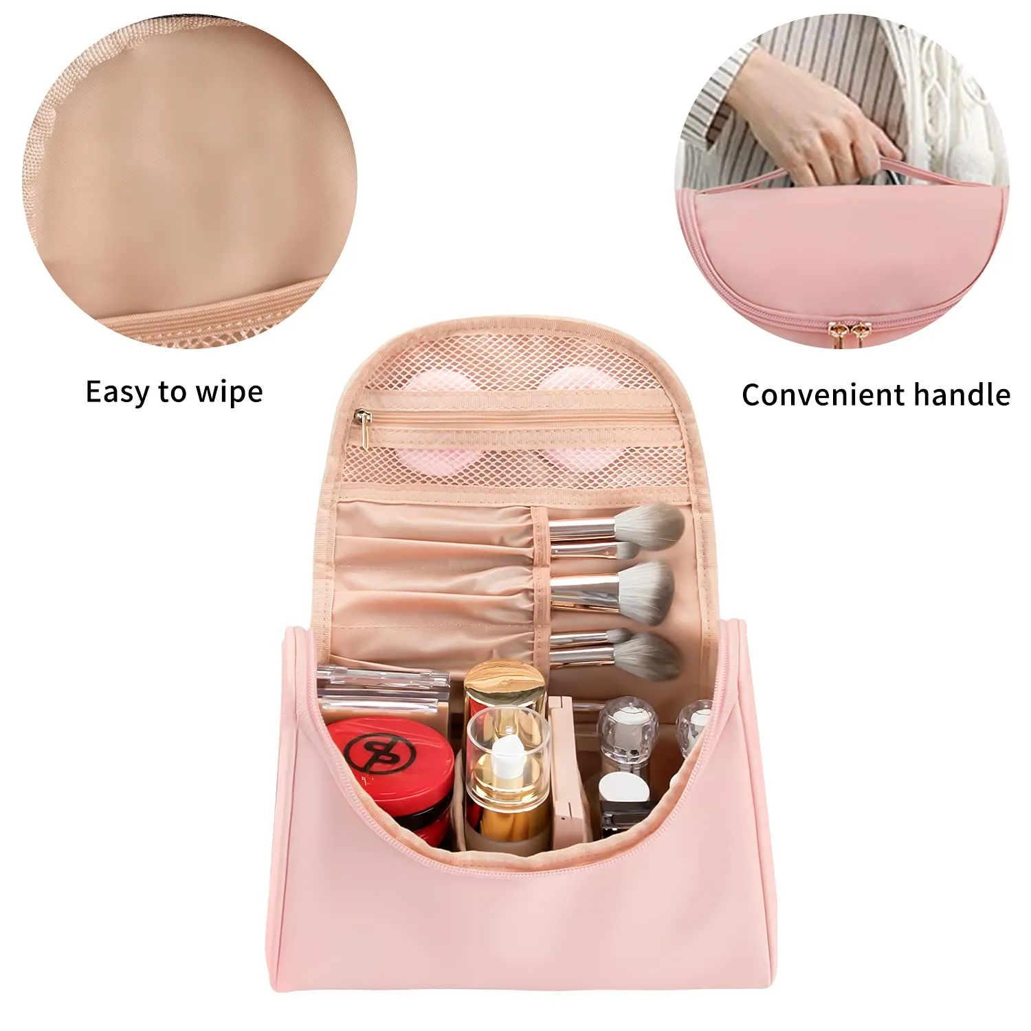 Ethereal Travel Makeup Bag, Toiletry Bag for Women Large Capacity Makeup Organizer Bag Vegan Leather Makeup Brush Organizer Waterproof Cosmetic Bags for Women