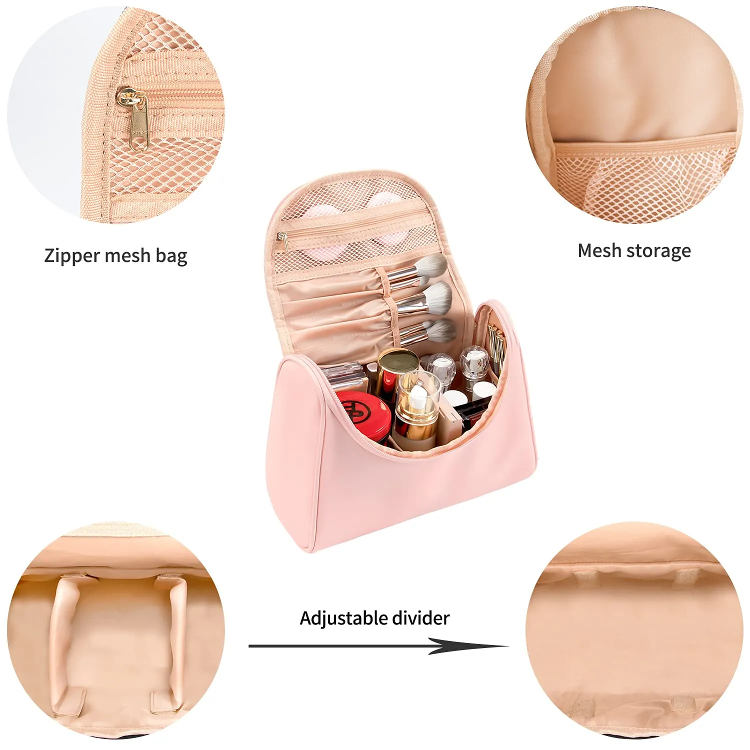 Ethereal Travel Makeup Bag, Toiletry Bag for Women Large Capacity Makeup Organizer Bag Vegan Leather Makeup Brush Organizer Waterproof Cosmetic Bags for Women
