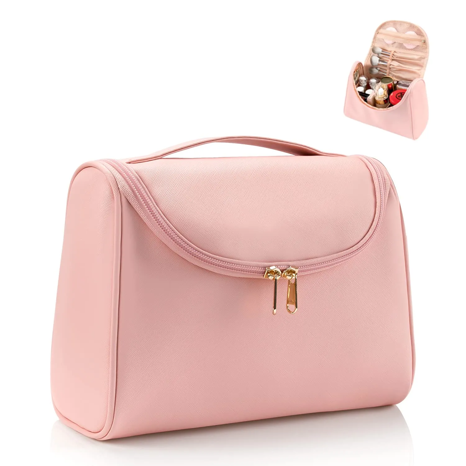 Ethereal Travel Makeup Bag, Toiletry Bag for Women Large Capacity Makeup Organizer Bag Vegan Leather Makeup Brush Organizer Waterproof Cosmetic Bags for Women