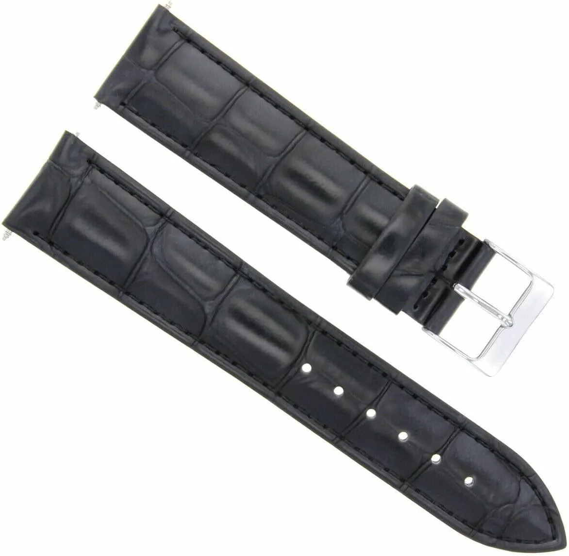 Ewatchparts 18mm Leather Watch Band Strap Compatible With Jaeger Lecoultre Watch Black