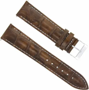 Ewatchparts 19mm Leather Watch Band Strap Compatible With Jaeger Lecoultre Light Brown With White Stitching