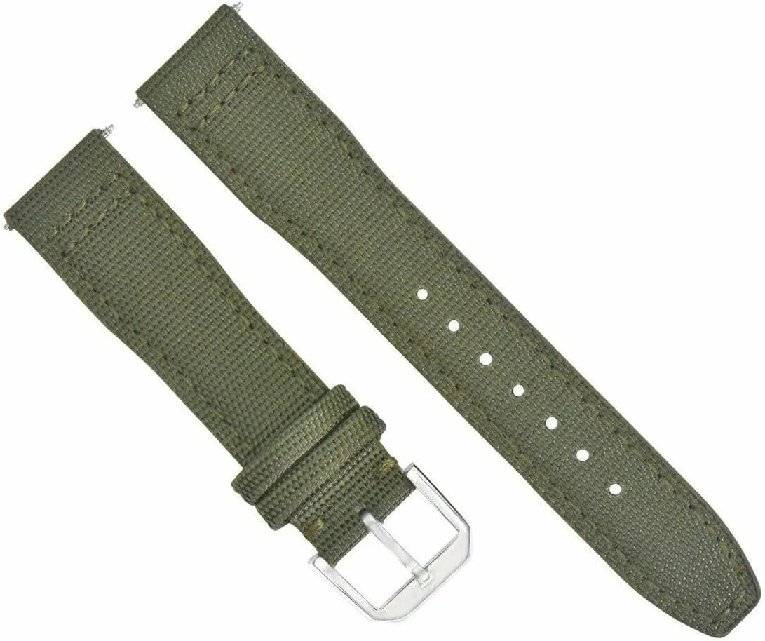 Ewatchparts 20mm Canvas Leather Watch Band Strap Compatible With IWC Pilot Top Gun Portuguese Green