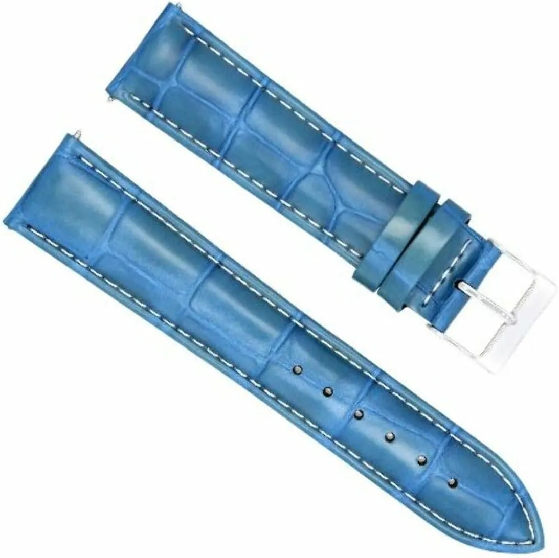 Ewatchparts 20mm Genuine Leather Watch Band Strap Compatible With Oris 65 Watch Light Blue