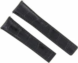 Ewatchparts 20mm Leather Watch Band Strap Deploy Clasp Compatible With Vacheron Constantin Watch 20/16mm Black