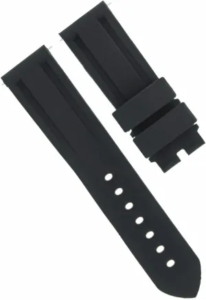 Ewatchparts 22mm - 24mm Rubber Diver Watch Band Strap With Deployment Clasp Buckle Compatible With Panerai Black