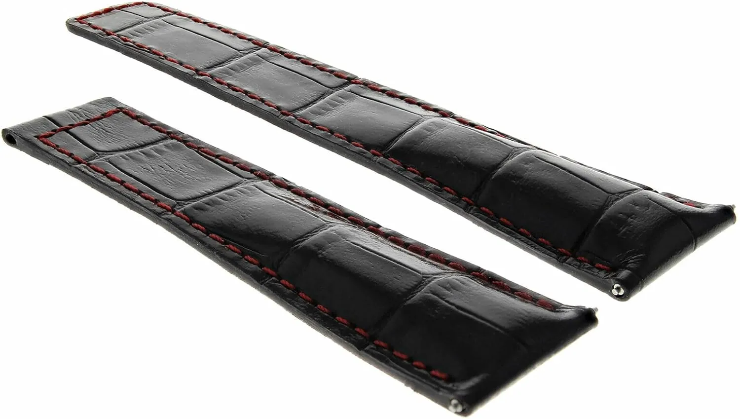 Ewatchparts 22mm Leather Watch Band Strap Compatible With Tag Heuer Carrera Calibre 11 16 1887 5037 Black Red