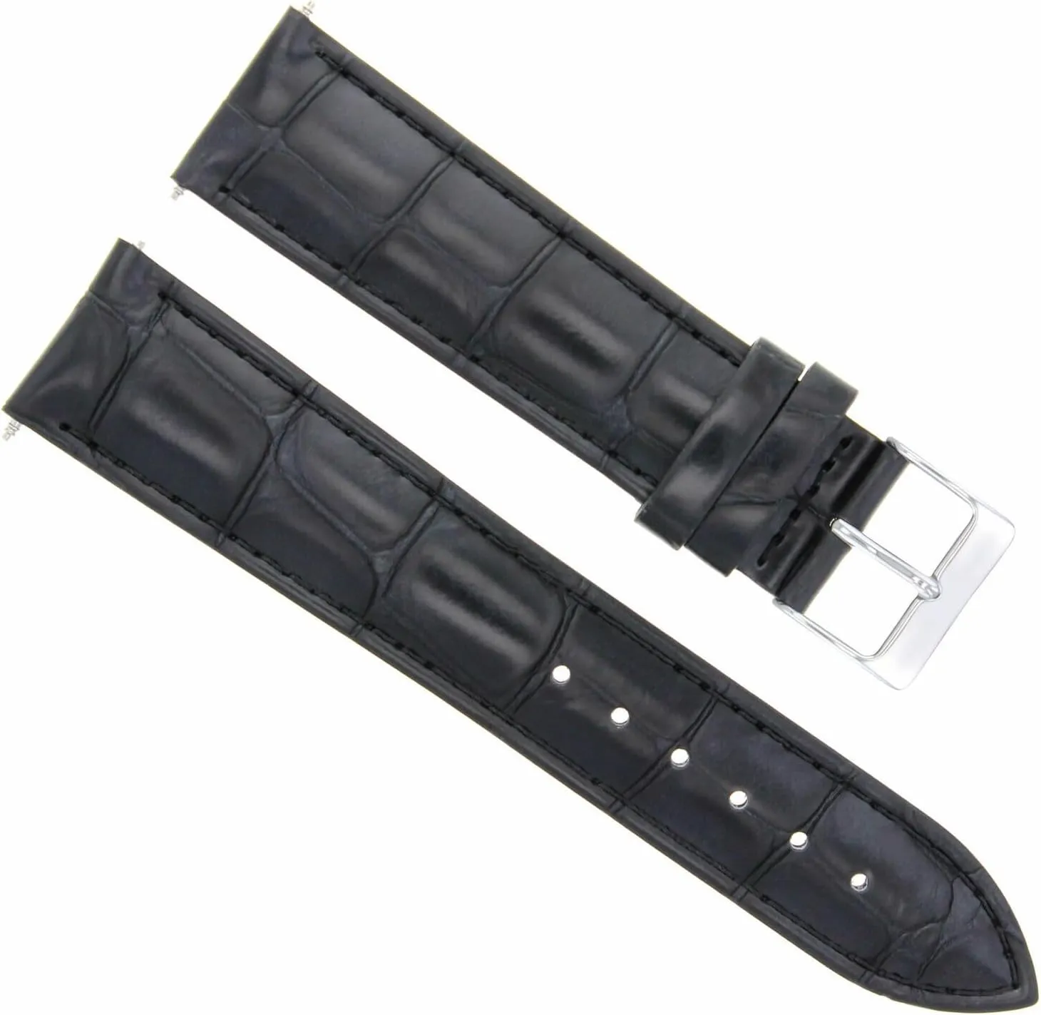Ewatchparts 24mm Genuine Leather Watch Band Strap Compatible With Vacheron Constantin Watch Black