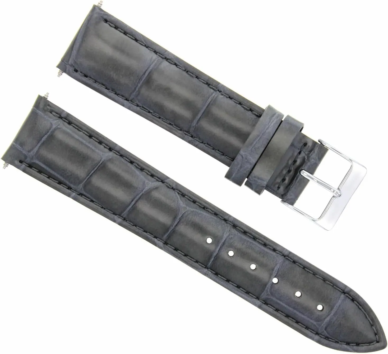 Ewatchparts 24mm Leather Watch Band Strap Compatible With Breitling Navitimer, Chronomat Colt Super Ocean Gray