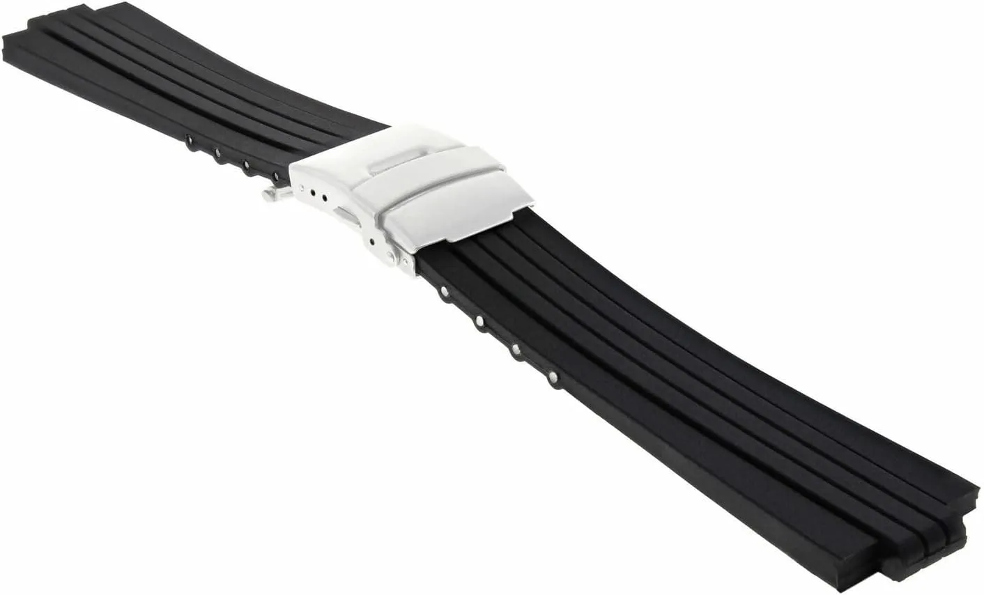 Ewatchparts 24mm Silicone Rubber Diver Band Strap Compatible With Oris TT1 & Williams F1 Black