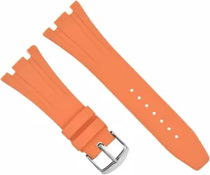 Ewatchparts 26mm Ap Rubber Band Strap Compatible With Audemars Piguet 15400 Royal Oak Offshore Orange