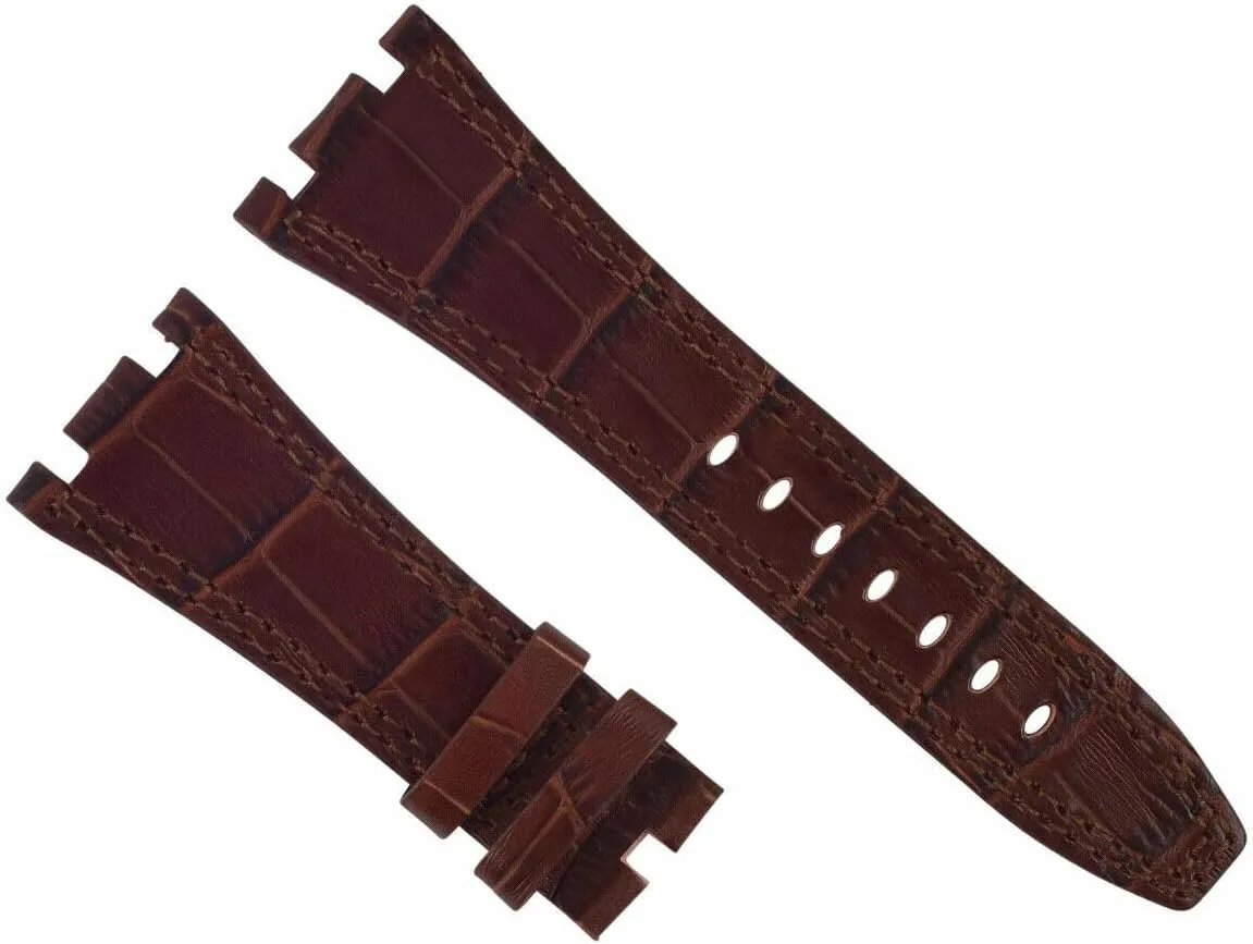 Ewatchparts 28mm Leather Band Strap Compatible With 42mm Audemar Piguet Royal Oak Offshore 15703 Light Brown