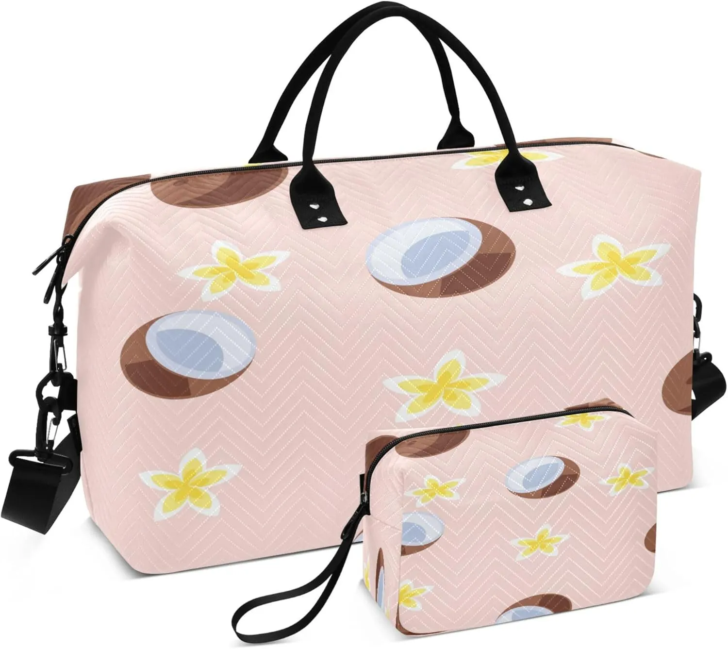 Exnundod Women Weekender Bags Exotic Coconut Plumeria Flowers Gym Bags Carry On Overnight Duffle Large Duffle Tote Hospital Bag for Business Trip, Yoga