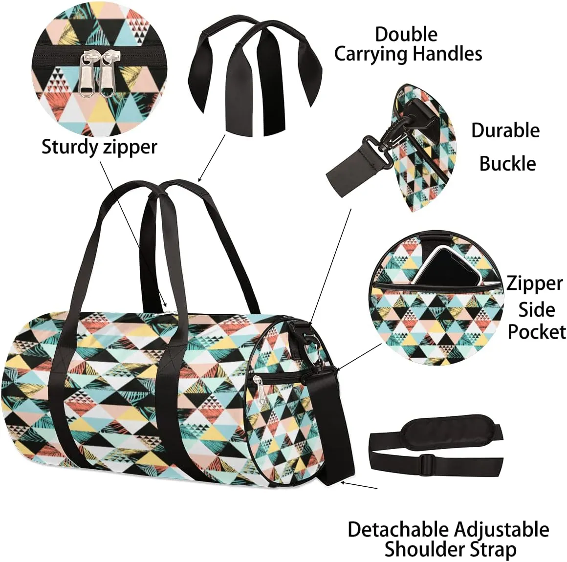 Exotic Beach Ikat Gym Bag Small Gym Duffel Bags for Men Women Overnight Weekender Bag Lightweight Sport Duffle Bag Carry On Gymbag