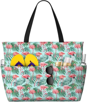 Exotic Birds Parrot Flamingo Large Capacity Travel Bag Lightweight Shopping Handbag Beach Tote Bags Casual Work Bag