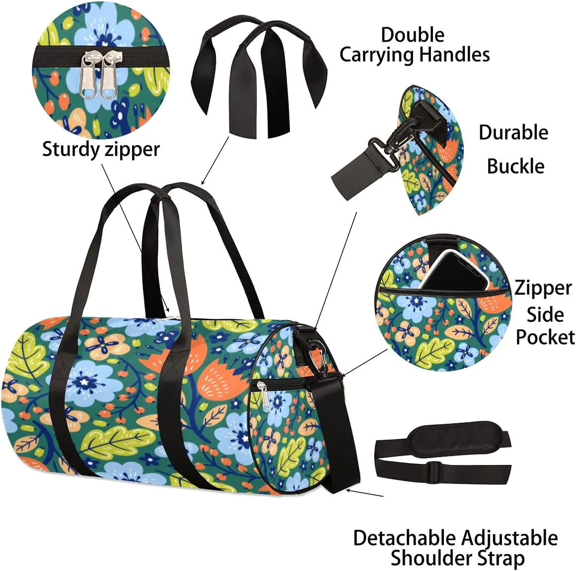 Exotic Flower Gym Bag Small Gym Duffel Bags for Men Women Aesthetic Overnight Weekender Workout Bag Lightweight Sport Duffle Bag Carry On Gymbag
