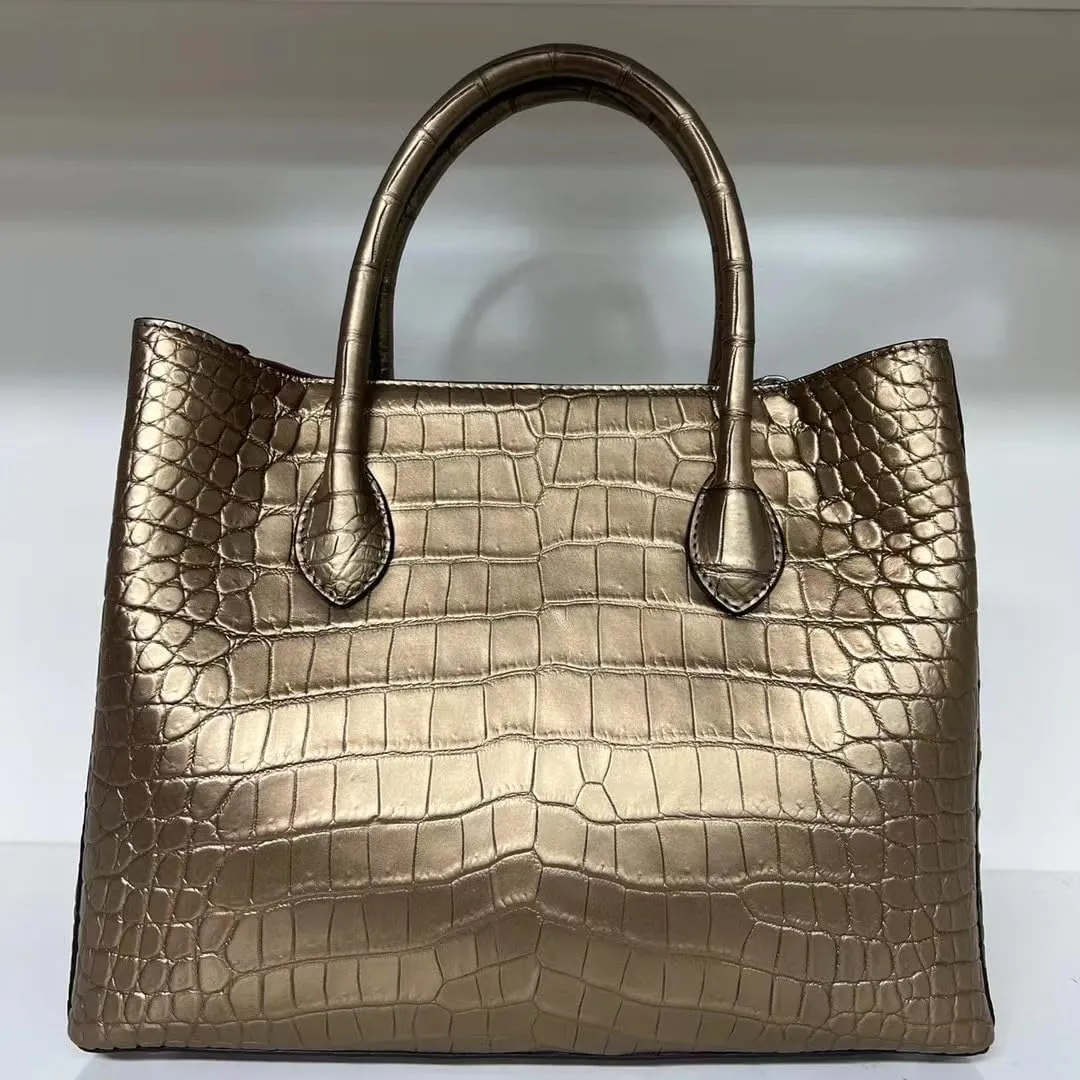 Exotic Genuine Crocodile Skin Women Handbag Authentic Alligator Leather Lady Large Shoulder Bag Female Work Purse