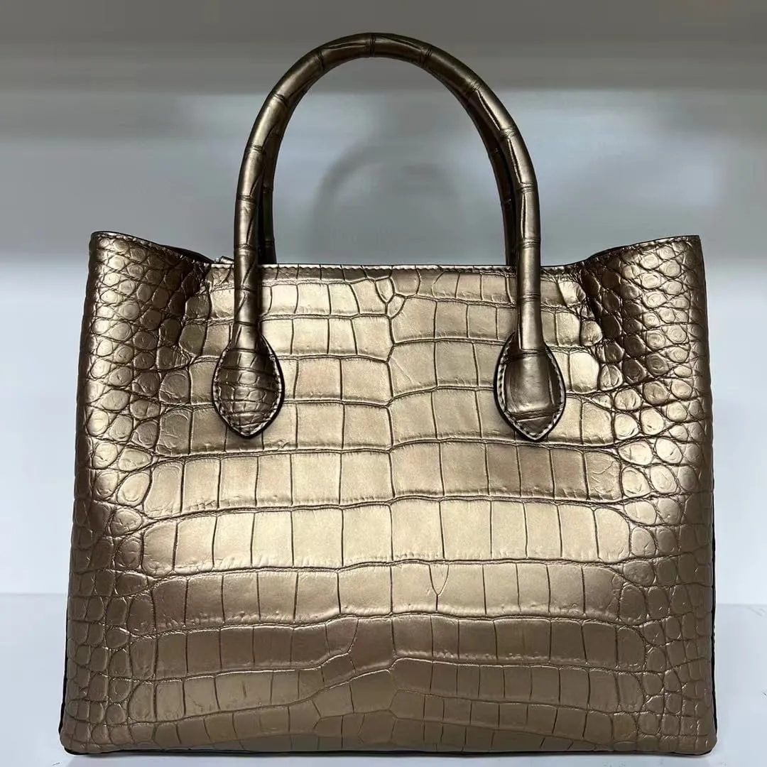 Exotic Genuine Crocodile Skin Women Handbag Authentic Alligator Leather Lady Large Shoulder Bag Female Work Purse