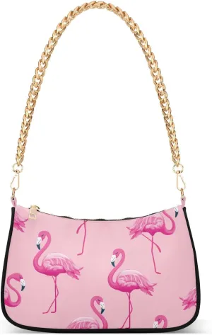 Exotic Pink Flamingo Birds Shoulder Bags for Women Small Handbags Mini Clutch Purse