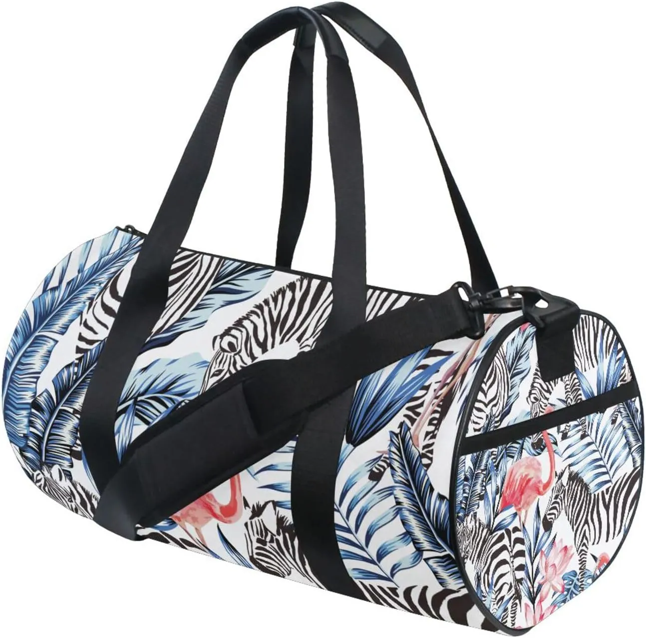 Exotic Pink Flamingo Zebra Duffel Bag Canvas Travel Weekender Luggage Gym Handbag for Men Women