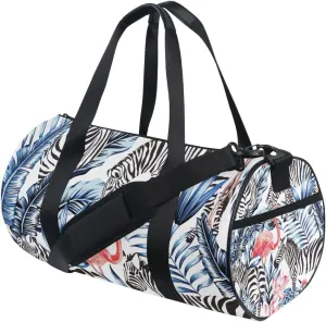 Exotic Pink Flamingo Zebra Duffel Bag Canvas Travel Weekender Luggage Gym Handbag for Men Women