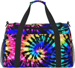 Exotic Tribe Tie Dye Style print Large Canvas Travel Duffel Bag Weekender Bags for Women Overnight Bag Carry On Tote Bag